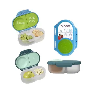 B.box 2 Pack Bento Snackbox | Leakproof Double Compartment Food Container With Lid | Ideal For Toddlers, Kids Lunch + Snacks | Expandable Surface |
