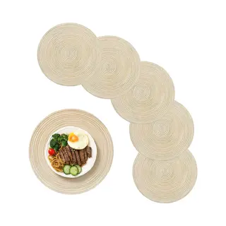 6 Stuks - Tafelmatten - Placemats - Ronde Placemats - Wasbare Katoenen Placemats - Ronde Gevlochten Placemats - Ronde Tafelmatten - Geweven Placemats