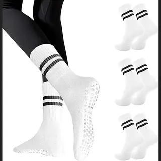 3 Paar Sokken - Antislipsokken - Vloersokken - Puur Katoenen Sokken - Antislipkousen - Yogaoefeningsokken - One Size Fits All - Geschikt Voor Yoga,