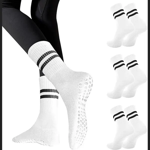 3 Paar Sokken - Antislipsokken - Vloersokken - Puur Katoenen Sokken - Antislipkousen - Yogaoefeningsokken - One Size Fits All - Geschikt Voor Yoga, thumbnail