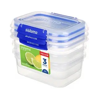Sistema Klip It Plus Pack Of 3 1L Rectangle Containers