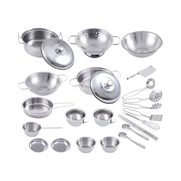 Kinder Keuken Kookgerei Set - Roestvrijstalen Speelgoed Keuken Pannen En Potten - Veilig Kook Speelset Voor Kinderen - Imaginatief Rollenspel thumbnail