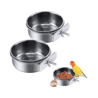 2 Stuks - Voederbak Voor Papegaaien Van Roestvrij Staal - Voerbak Voor Papegaaien - Voerbak Voor Vogels - Drinkbak Voor Vogelkooi - Met Clipbeugel -