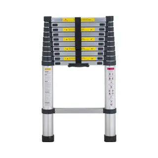 Telescopische Vouwladder - Telescopische Ladders - Soft Close - Werkhoogte 3, 2 M - Zilverachtig