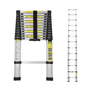 Telescopische Vouwladder - Telescopische Ladders - Soft Close - Werkhoogte 3, 8 M - Zilverachtig