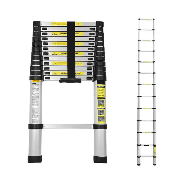 Telescopische Vouwladder - Telescopische Ladders - Soft Close - Werkhoogte 3, 8 M - Zilverachtig thumbnail