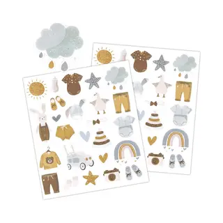 Allemaalstickersenzo Baby Jongen Stickers - Stickers Geboorte - Geboortekaartje Knutselen - Baby Stickers - Luxe Stickervellen - Stickervellen Baby - Geboorte Jongen