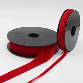 5 Meter Enkelzijdig Fluweel Lint / Velourslint, Breedte 10MM, Kleur Rood 11