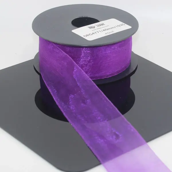 45 Meter Dubbelzijdig Organza Lint, Breedte 40MM, Kleur Paars 1035 thumbnail