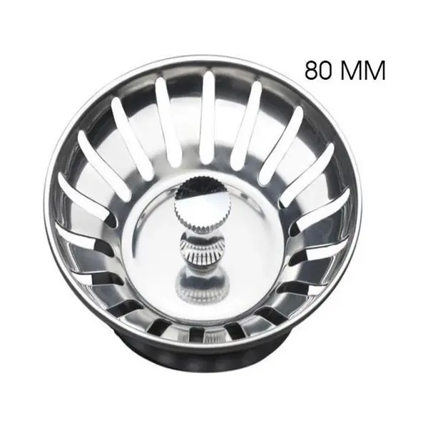 Luxe Afvoerzeef Rvs 80 Mm - Afvoerstop - Korfplug - Gootsteenstop - Gootsteenzeef thumbnail