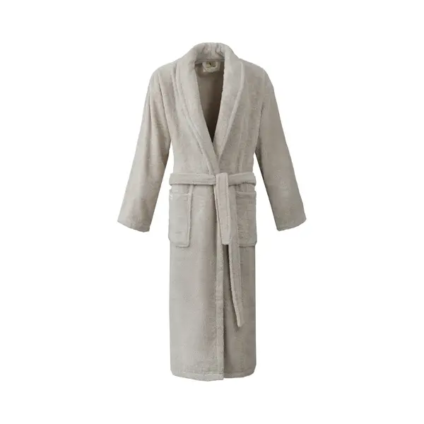 PandaHome L&G - Unisex Badjas - 100% Katoen Badjas - Xl - Beige - Katoen Badstof - Ochtendjas -Sjaalkraag - Badjas Dames Katoen - Badjas Dames En Heren - Maat thumbnail