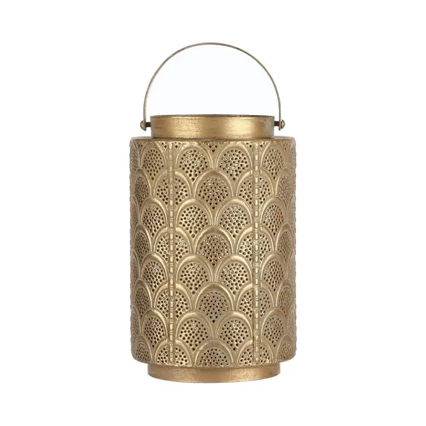 Mica Decorations Viola Windlicht - 15x15x23 Cm - Ijzer - Goud thumbnail