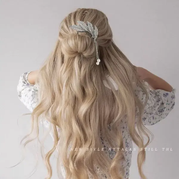 Haarsteker Haarpin Zilver Diamant Veer | Haaraccessoires Haarversiering thumbnail