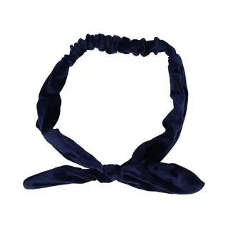 Haarsoires Haarband Knoop 6cm – Strikje Met IJzerdraad – Effen Kleur – Velvet Stof – Donkerblauw