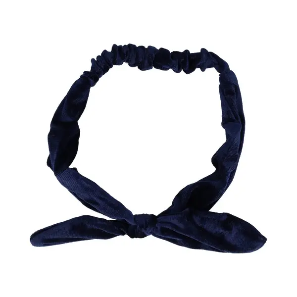Haarsoires Haarband Knoop 6cm – Strikje Met IJzerdraad – Effen Kleur – Velvet Stof – Donkerblauw thumbnail