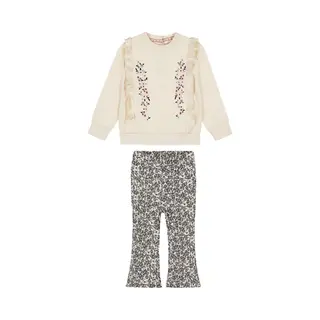 Dirkje Meisjes Kledingset, Sweater Off White En Broek Flared Blauw Maat 92