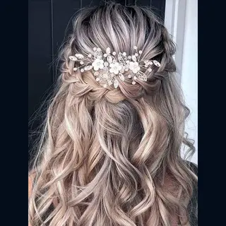 Bruiloftshaarwijnstokken Met Bloemen En Kristal, Haarstuk Voor Bruid, Bruidshaaraccessoires Voor Vrouwen En Meisjes, Bruiloft Parel Haarspelden Parel