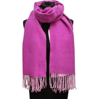 Lange Warme Sjaal - Unisex - 2-Zijdig - Fuchsia - 200 X 63 Cm (231211#)
