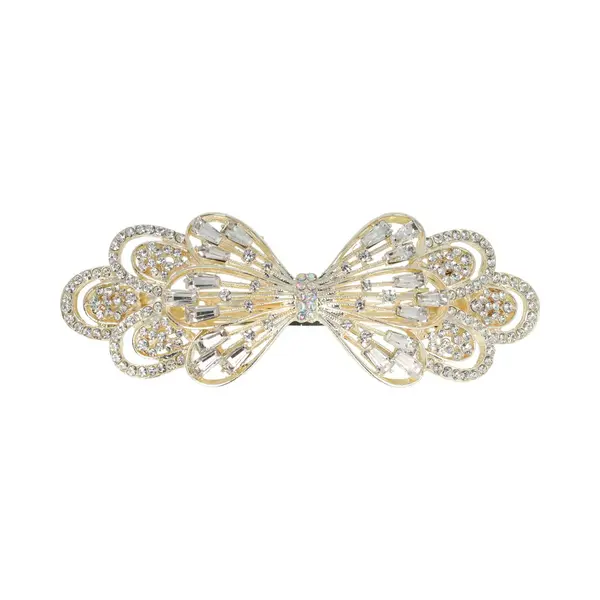 Haarsoires Haarspeld Patentspeld 9cm - Strik – Strass Steentjes – Zilver - Haarspelden Voor Dames - Haarklem - Haarclip - Haaraccessoires - Hair thumbnail