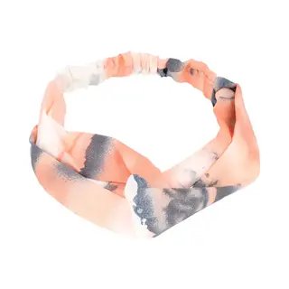 Haarsoires Haarband Twist 5cm – Tie-Dye Print – Gladde Stof – Grijs Roze - Zachte Knoop Hoofdband - Haaraccessoire Voor Dames & Meisjes