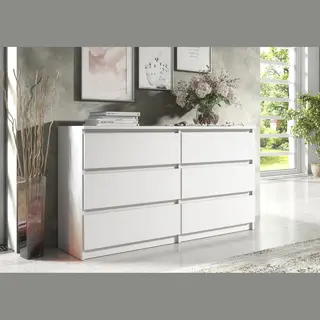 Promeubels Pro-meubels - Ladekast Stamford - 138cm - Wit Mat - Commode - 6 Lades