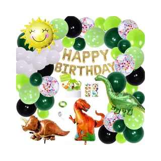 106 Stuks Dino Versiering Verjaardag - Dino Verjaardag Met Dino Ballonnenboog - Dino Slingers En Dinosaurus Feestartikelen – Dinosaurus Ballon -