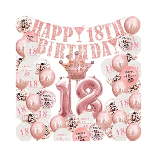 18 Jaar Verjaardag Versiering - Feest Decoratie Set Voor Man & Vrouw - Rose Goud