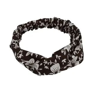 Haarsoires Haarband 3-in-1 - Kant Stof - Bloemenprint - Wit Donkerbruin - Comfortabel Jersey - Casual & Sportief