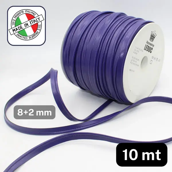 Accessoires Leduc 10 Meter Stevige Imitatieleder Paspelband/Pipingband, Totale Breedte 10MM, Italiaanse Kwaliteit, Kleur Paars thumbnail