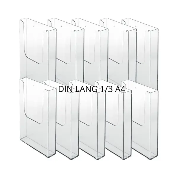 Bbase 10 Pack Folderhouder Voor Aan De Wand Din Lang| Folderrek | Brochurehouder | Folderdisplay | Folderbak Hangend| Din Lang 9, 9x21cm thumbnail