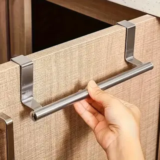 Handdoekrek - Theedoekhouder Rvs - Deurhanger - Keukenkastje - Zilver - Hanger - Voor 2 Handdoekjes Maat M - 23cm
