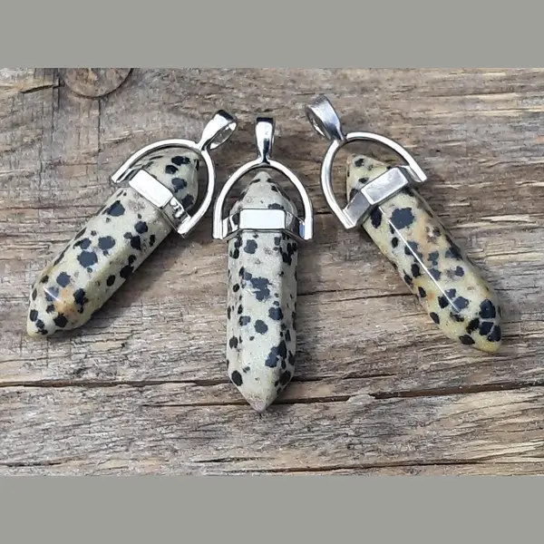 Transaxle 'De Kristalmijn' Edelsteen Jaspis Dalmatiër - Pendel - Healing Punt Hanger thumbnail