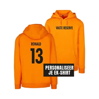 Hoodie Oranje 3XL - Gepersonaliseerd - Vaste Reserve - SoBAD. | Wk | Unisex | Sweater Dames | Sweater Heren | Voetbal