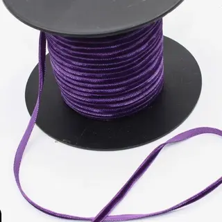5 Meter Enkelzijdig Fluweel Lint / Velourslint, Breedte 4MM, Franse Kwaliteit, Kleur Paars