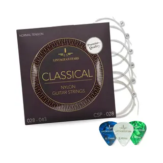 Lintage Guitars Premium Klassieke Akoestische Gitaar Snaren - Normal Tension - Csp-028 - Gitaarsnaren - Inclusief 3 Celluloid Plectra
