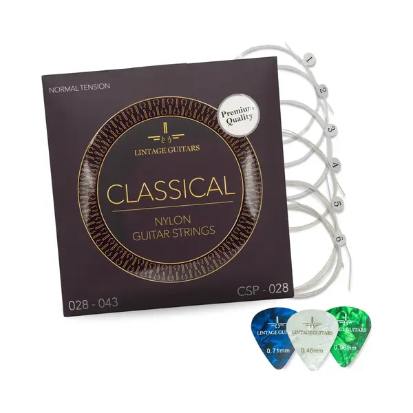 Lintage Guitars Premium Klassieke Akoestische Gitaar Snaren - Normal Tension - Csp-028 - Gitaarsnaren - Inclusief 3 Celluloid Plectra thumbnail