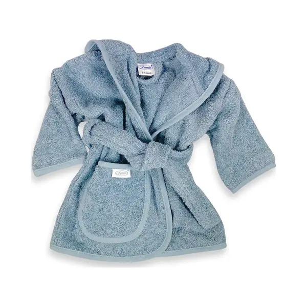 Funnies Badjas Grey Blue 1-2 Jaar Baby Badjas, Badjas Kinderen, Peuterbadjas - 100% Katoenen Badstof - Zacht En Absorberend - Perfect Na Zwemmen, thumbnail