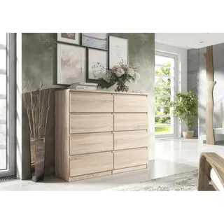 Promeubels Pro-meubels - Ladekast Ibiza - Licht Eiken - 120cm - 8 Lades - Kast - Commode - Slaapkamer