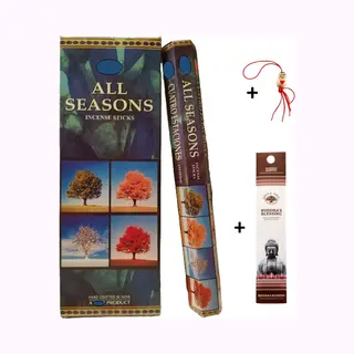 Doos Met 120 Stokjes - Wierook - Wierookstokjes - Incense Sticks - All Seasons - Alle Seizoenen + 5 Mini Wierookstokjes + Gelukspoppetje