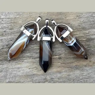 Transaxle 'De Kristalmijn' Edelsteen Botswana Agaat - Pendel - Healing Punt Hanger