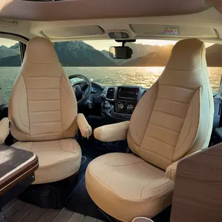 Auto Interieur Meester Sitzbezüge Passend Kompatibel Fiat Ducato Wohnmobil 2-teiliges Set Für Fahrer & Beifahrer Mit Armlehnenbezügen, kompatibel