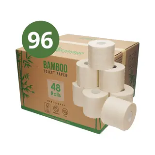 Bamboo Disposables Wc Papier Voordeelverpakking - Ongebleekt Bamboe Toiletpapier 3 Laags - 96 Stuks - Bamboe Fsc®100% - 250 Vellen Per Rol - Duurzaam