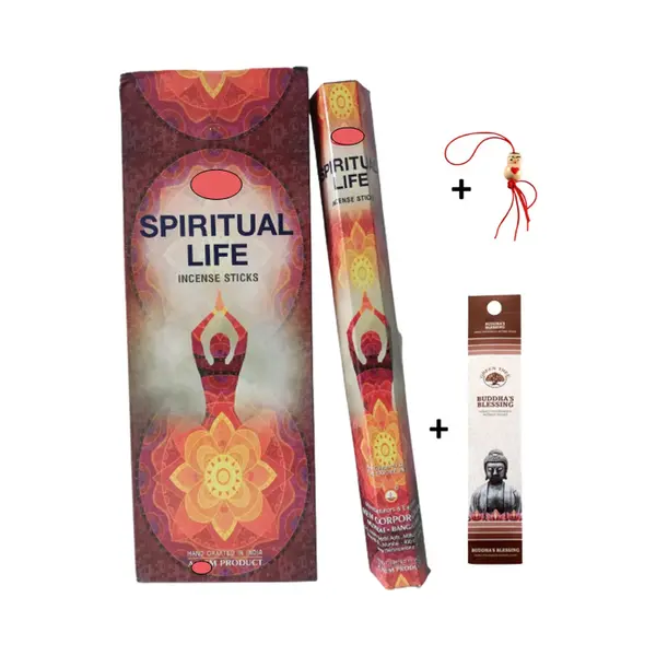 Doos Met 120 Stokjes - Wierook - Wierookstokjes - Incense Sticks - Spiritual Life - Spiritueel Leven + 5 Mini Wierookstokjes + Gelukspoppetje thumbnail