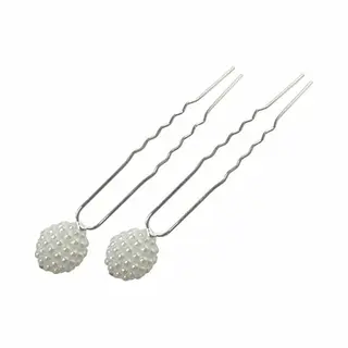 Haarsoires Haarspeld Haarpinnen 7cm - Bolvorm Pareltjes - Wit - Set Van 2 - Sierpinnen Voor Opsteekkapsels - Hair Pins