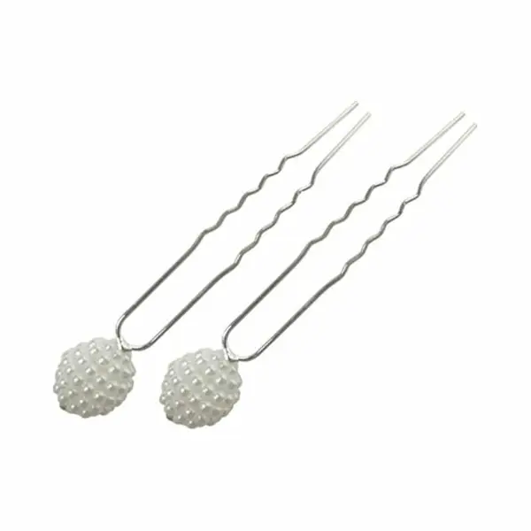 Haarsoires Haarspeld Haarpinnen 7cm - Bolvorm Pareltjes - Wit - Set Van 2 - Sierpinnen Voor Opsteekkapsels - Hair Pins thumbnail