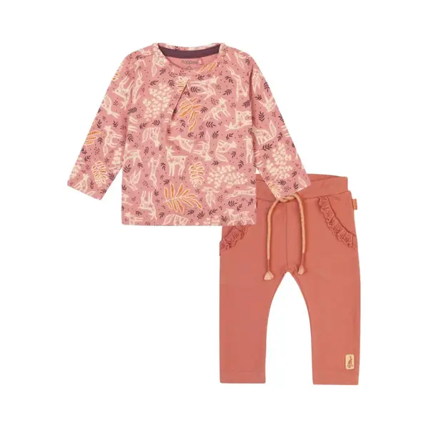 Noppies Baby Meisjes Kledingset Shirt Fines En Broek Fraga Regulair Fit Old Rose Maat 86 thumbnail