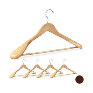 Houten Kleerhangers - Set Van 5 - Ideaal Voor Pakken En Kostuums - Bruin