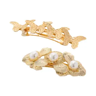 Emilie Collection - Haarspeld - Goudkleurig - 2 Stuks - Vlinders - Parels