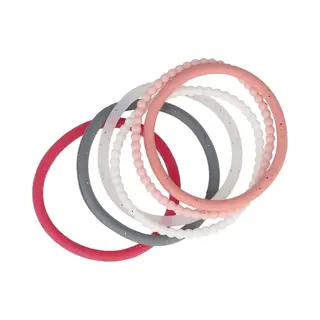 Haarsoires Haarelastieken Basic - Siliconen Anti-slip - Wit Roze - Set Van 6 - Eenvoudige Haar Elastieken Voor Dagelijks Gebruik