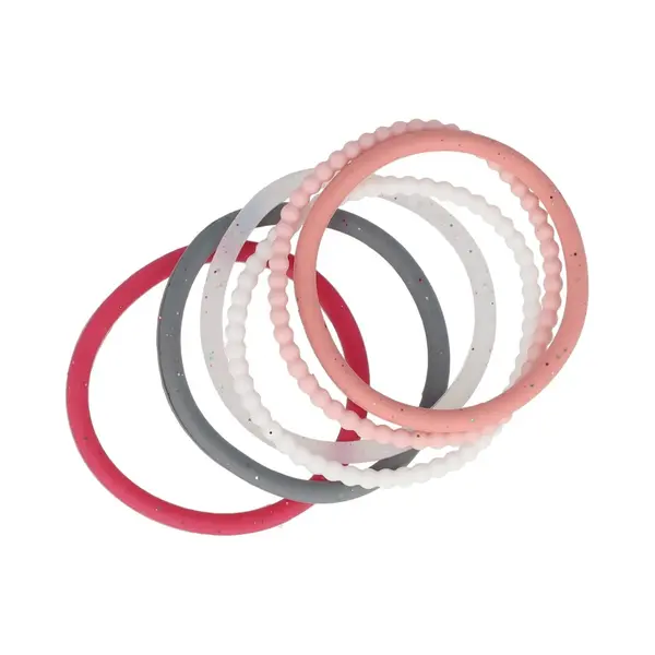 Haarsoires Haarelastieken Basic - Siliconen Anti-slip - Wit Roze - Set Van 6 - Eenvoudige Haar Elastieken Voor Dagelijks Gebruik thumbnail
